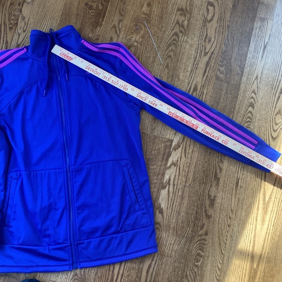 Vintage Adidas track suit top blue and purple three stripes workout layering - Picture 7 of 12